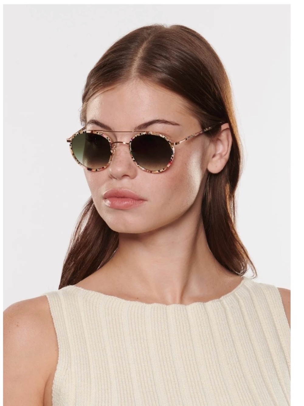 KREWE Porter - Round Tortoiseshell Sunglasses with Green Gradient Lenses